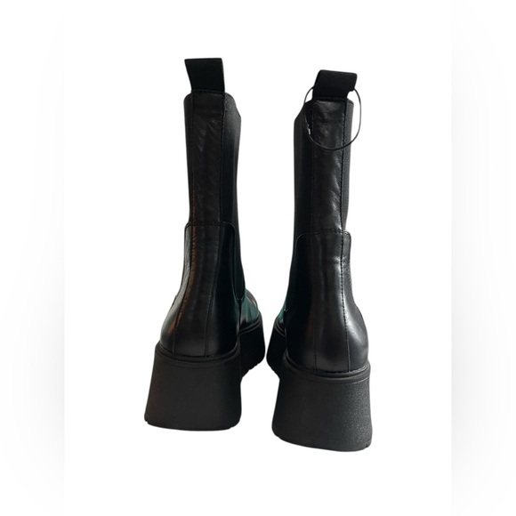 ZARA Black Platform Chelsea Boots EU 38 Chunky Goth Grunge Vegan Leather Ankle - Picture 3 of 7